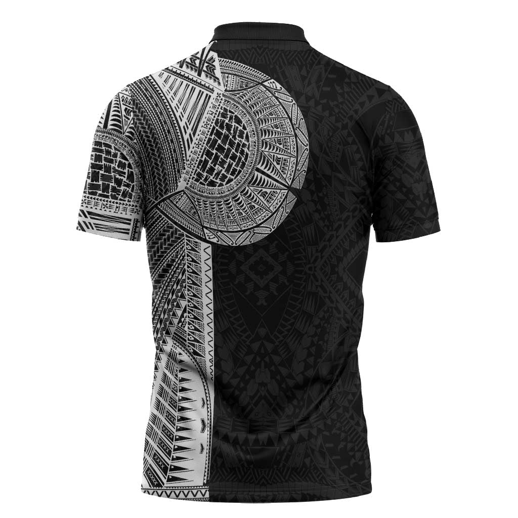 Samoan Tatau Zipper Polo Shirt Art Tribal Traditional Tattoos - Polynesian Pride
