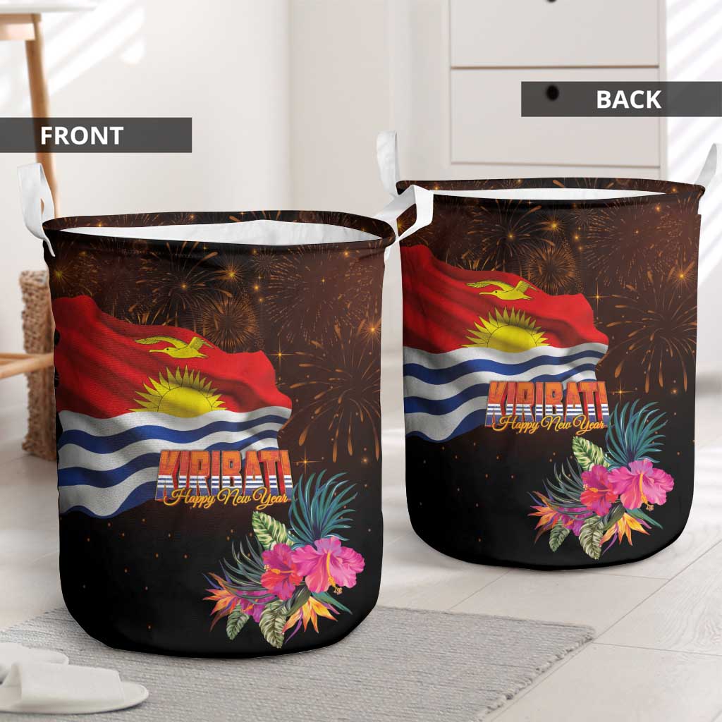 Kiribati Flag and Fireworks Laundry Basket First Place Welcome the New Year - Polynesian Pride
