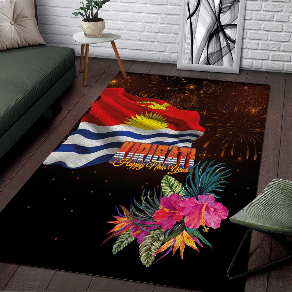 Kiribati Flag and Fireworks Area Rug First Place Welcome the New Year - Polynesian Pride