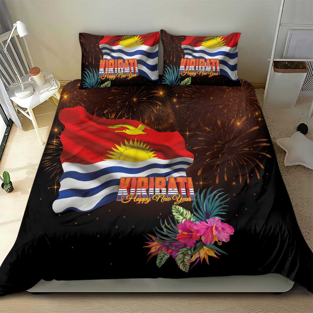 Kiribati Flag and Fireworks Bedding Set First Place Welcome the New Year LT03 - Polynesian Pride