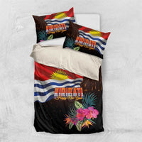 Kiribati Flag and Fireworks Bedding Set First Place Welcome the New Year LT03 US Twin 172cm x 218cm Black - Polynesian Pride