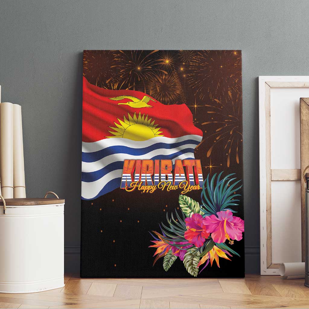 Kiribati Flag and Fireworks Canvas Wall Art First Place Welcome the New Year - Polynesian Pride