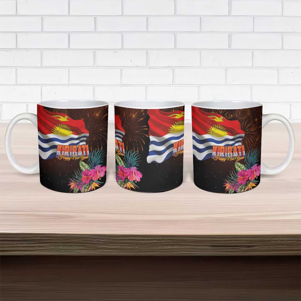 Kiribati Flag and Fireworks Ceramic Mug First Place Welcome the New Year - Polynesian Pride