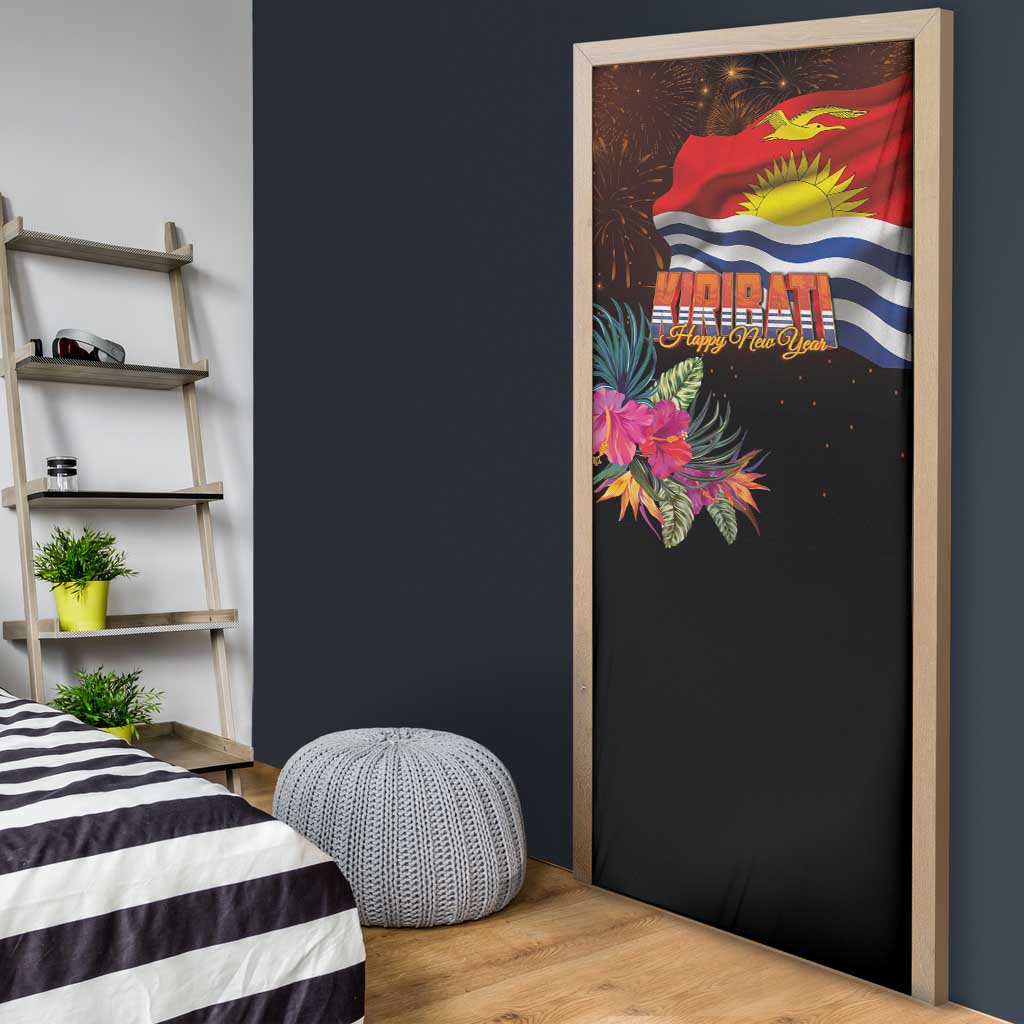 Kiribati Flag and Fireworks Door Cover First Place Welcome the New Year - Polynesian Pride
