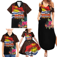 Kiribati Flag and Fireworks Family Matching Summer Maxi Dress and Hawaiian Shirt First Place Welcome the New Year - Polynesian Pride