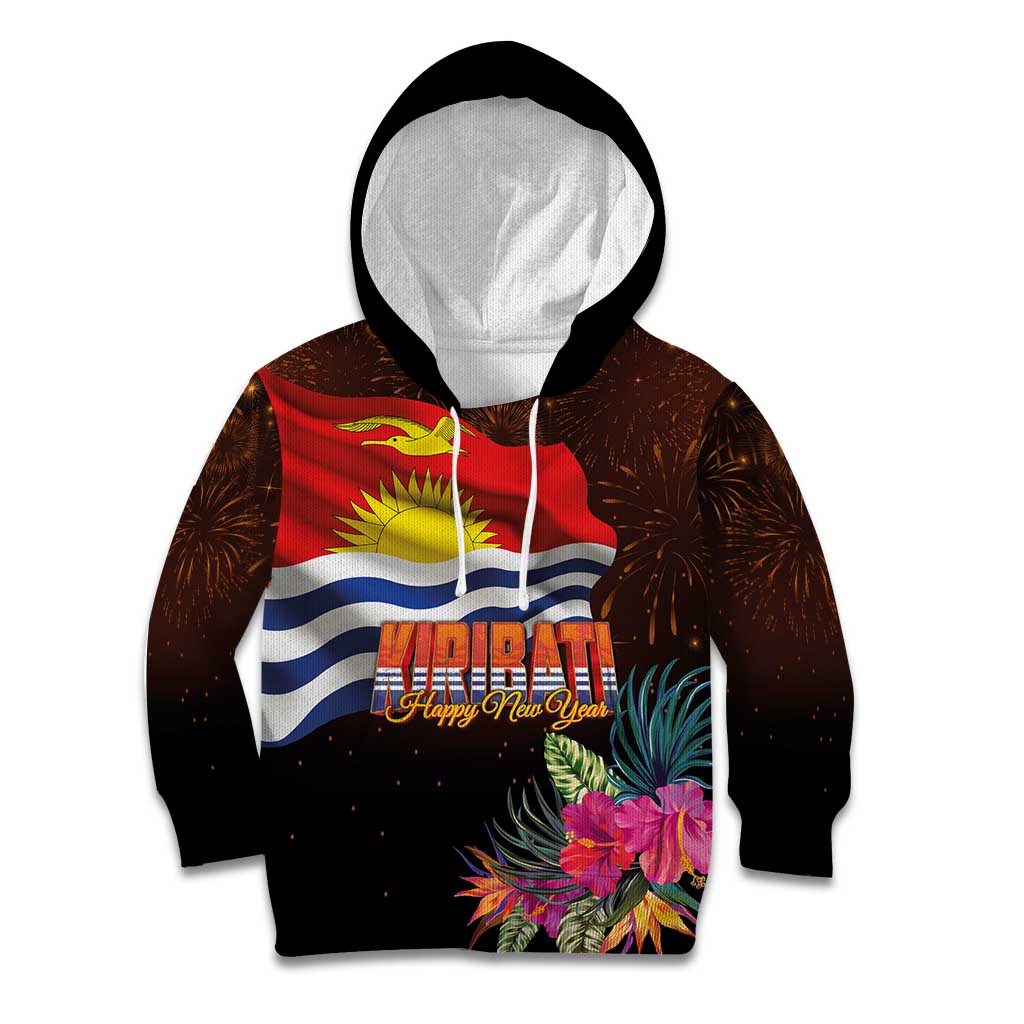 Kiribati Flag and Fireworks Kid Hoodie First Place Welcome the New Year - Polynesian Pride