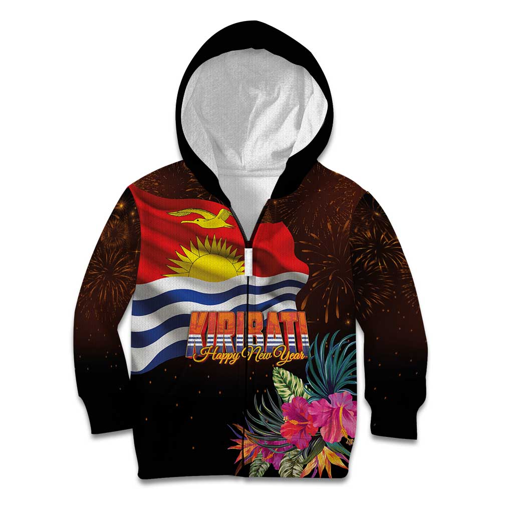 Kiribati Flag and Fireworks Kid Hoodie First Place Welcome the New Year - Polynesian Pride