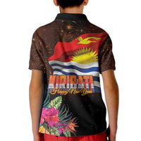 Kiribati Flag and Fireworks Kid Polo Shirt First Place Welcome the New Year - Polynesian Pride