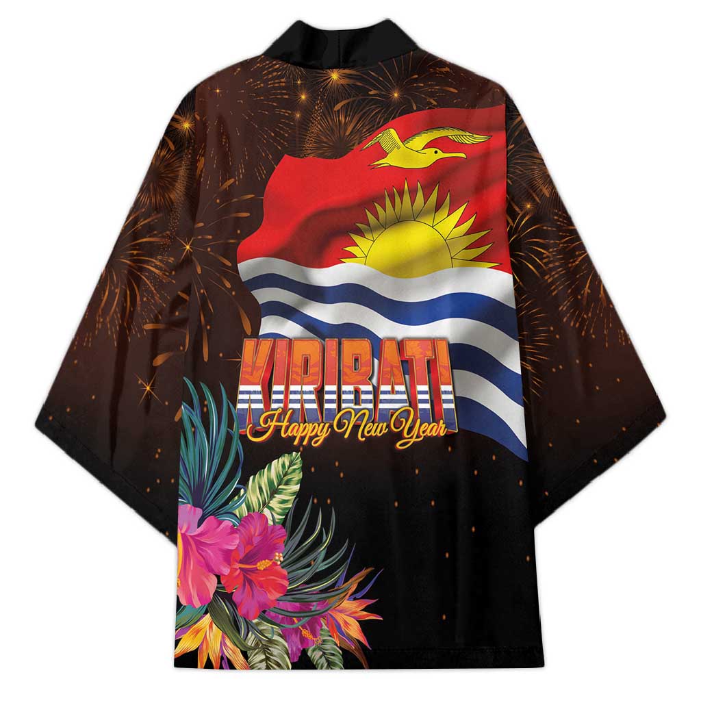 Kiribati Flag and Fireworks Kimono First Place Welcome the New Year - Polynesian Pride