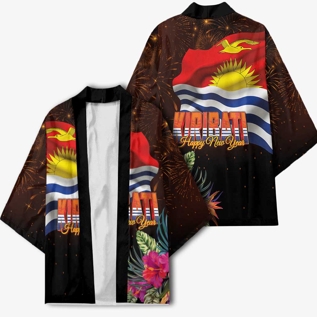 Kiribati Flag and Fireworks Kimono First Place Welcome the New Year - Polynesian Pride