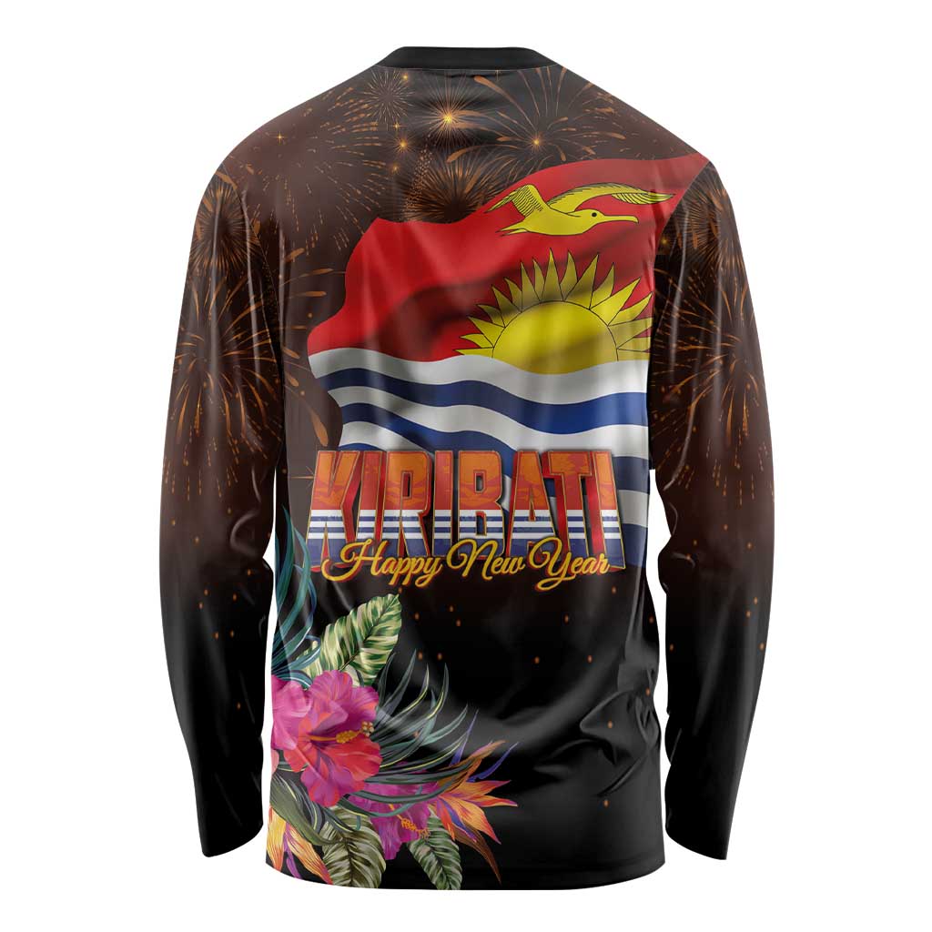 Kiribati Flag and Fireworks Long Sleeve Shirt First Place Welcome the New Year LT03 - Polynesian Pride
