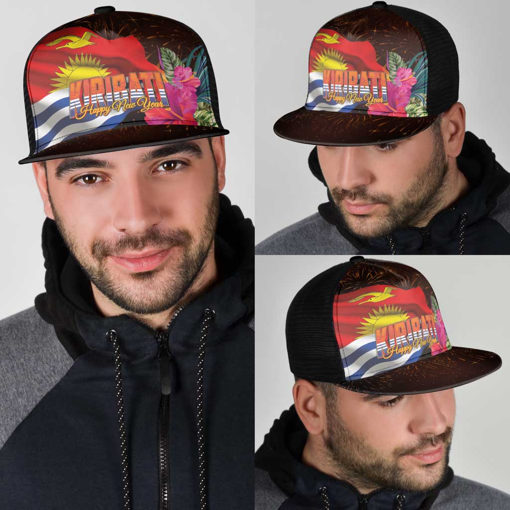 Kiribati Flag and Fireworks Mesh Trucker Cap First Place Welcome the New Year - Polynesian Pride