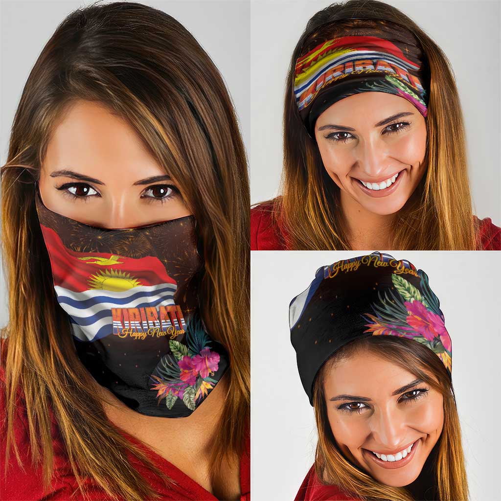 Kiribati Flag and Fireworks Neck Gaiter First Place Welcome the New Year - Polynesian Pride