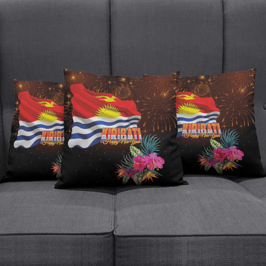 Kiribati Flag and Fireworks Pillow Cover First Place Welcome the New Year - Polynesian Pride