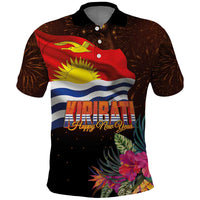 Kiribati Flag and Fireworks Polo Shirt First Place Welcome the New Year - Polynesian Pride