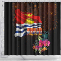 Kiribati Flag and Fireworks Shower Curtain First Place Welcome the New Year - Polynesian Pride