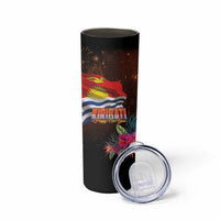 Kiribati Flag and Fireworks Skinny Tumbler First Place Welcome the New Year - Polynesian Pride