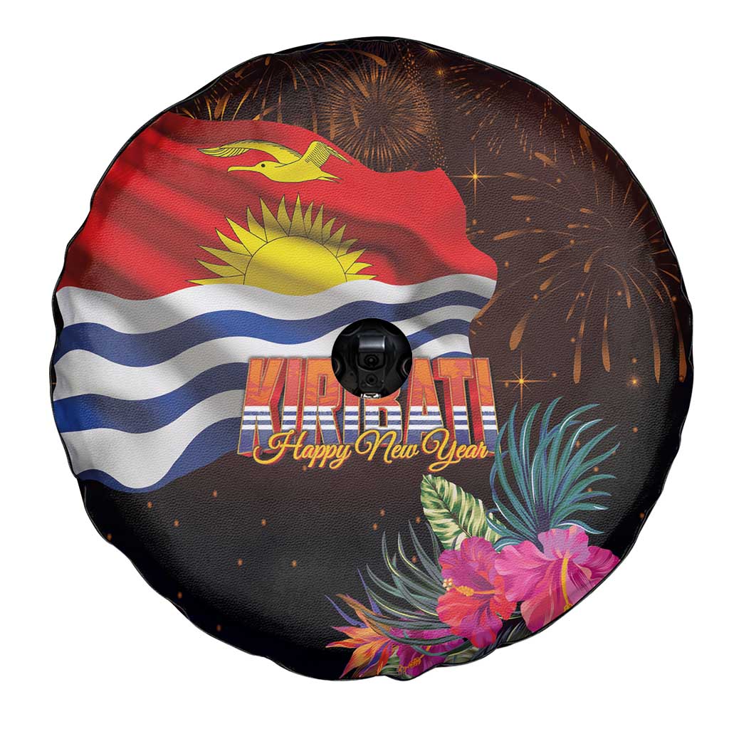 Kiribati Flag and Fireworks Spare Tire Cover First Place Welcome the New Year - Polynesian Pride