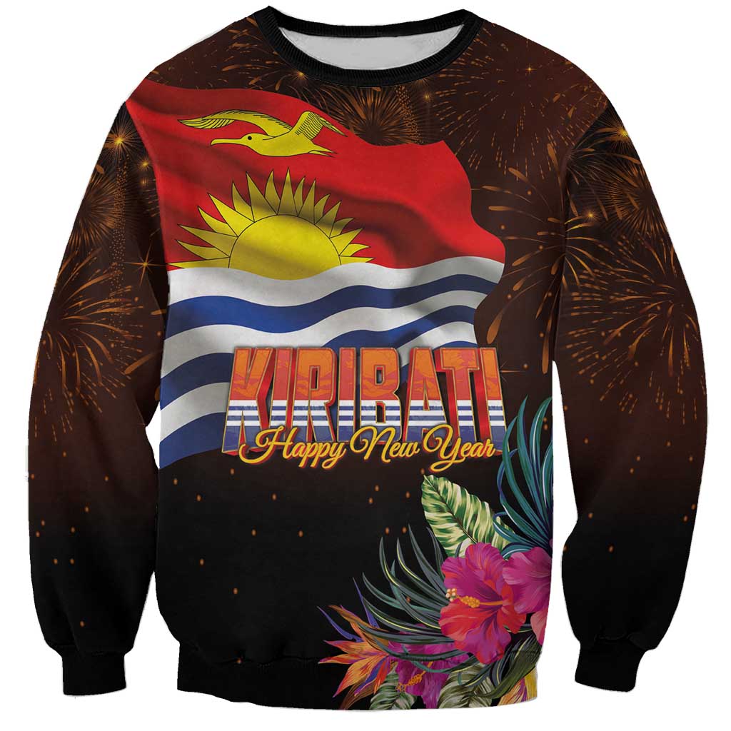 Kiribati Flag and Fireworks Sweatshirt First Place Welcome the New Year LT03 Unisex Black - Polynesian Pride