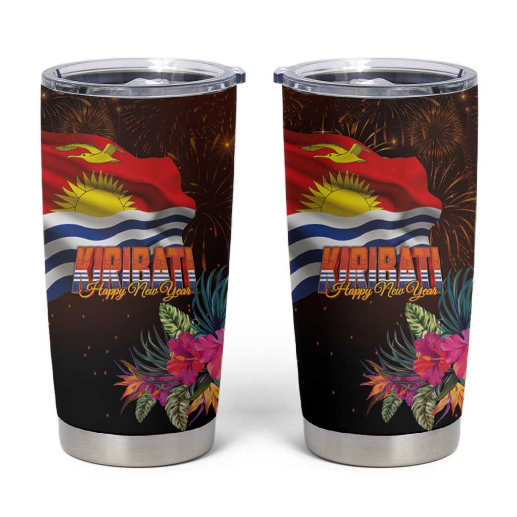 Kiribati Flag and Fireworks Tumbler Cup First Place Welcome the New Year - Polynesian Pride