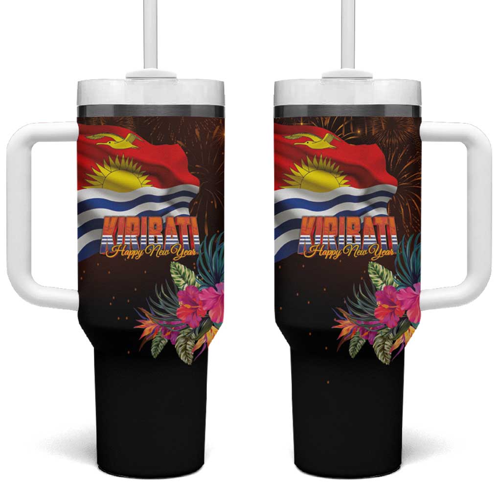 Kiribati Flag and Fireworks Tumbler With Handle First Place Welcome the New Year - Polynesian Pride