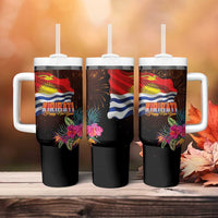 Kiribati Flag and Fireworks Tumbler With Handle First Place Welcome the New Year - Polynesian Pride