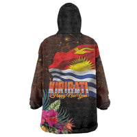 Kiribati Flag and Fireworks Wearable Blanket Hoodie First Place Welcome the New Year - Polynesian Pride