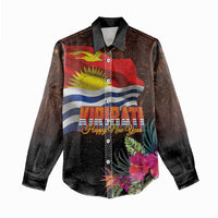 Kiribati Flag and Fireworks Women Casual Shirt First Place Welcome the New Year LT03 - Polynesian Pride