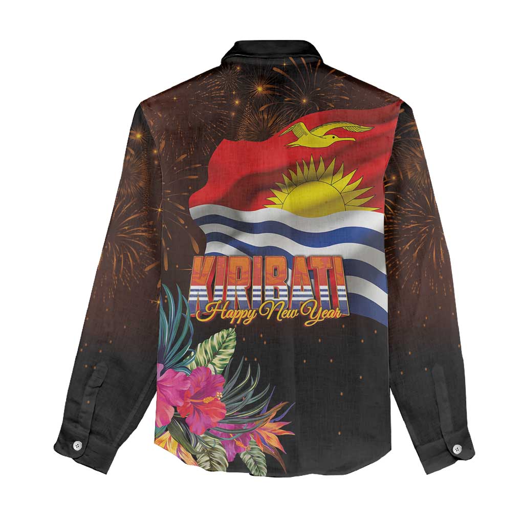 Kiribati Flag and Fireworks Women Casual Shirt First Place Welcome the New Year LT03 - Polynesian Pride