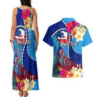 Personalised Haiti 220th Anniversary Independence Day Couples Matching Tank Maxi Dress and Hawaiian Shirt Ayiti Flower with Polynesian Pattern LT03 - Polynesian Pride