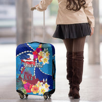 Personalised Haiti 220th Anniversary Independence Day Luggage Cover Ayiti Flower with Polynesian Pattern LT03 - Polynesian Pride