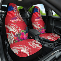 Personalised Haiti Coat Of Arms Car Seat Cover Repiblik d Ayiti Tropical Flower Red Polynesian Pattern LT03 One Size Red - Polynesian Pride