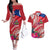 Personalised Haiti Coat Of Arms Couples Matching Off The Shoulder Long Sleeve Dress and Hawaiian Shirt Repiblik d Ayiti Tropical Flower Red Polynesian Pattern LT03 Red - Polynesian Pride