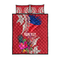 Personalised Haiti Coat Of Arms Quilt Bed Set Repiblik d Ayiti Tropical Flower Red Polynesian Pattern LT03 Red - Polynesian Pride