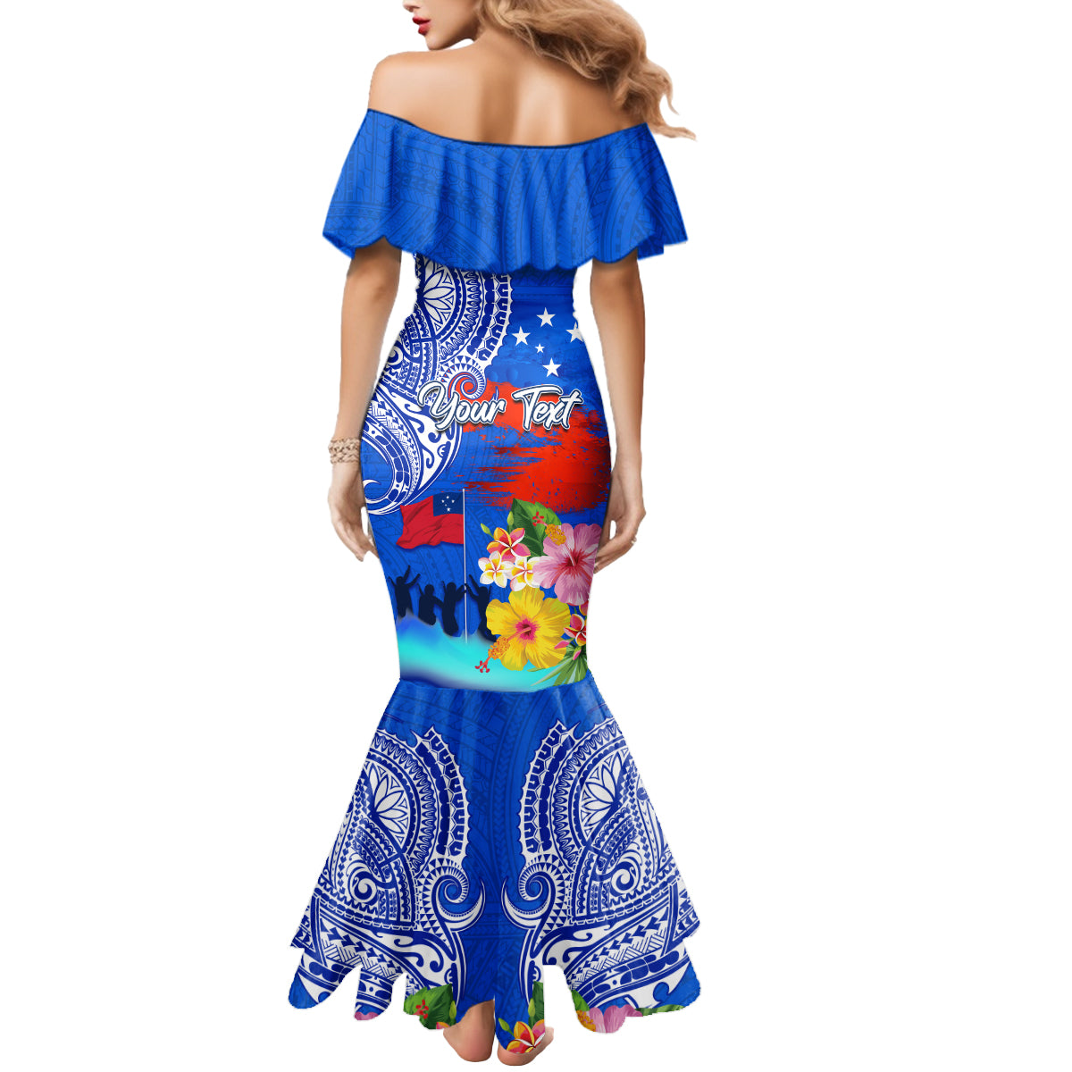 Personalised Samoa 62nd Anniversary Independence Day Mermaid Dress Samoan Tribal Flag Style LT03 - Polynesian Pride