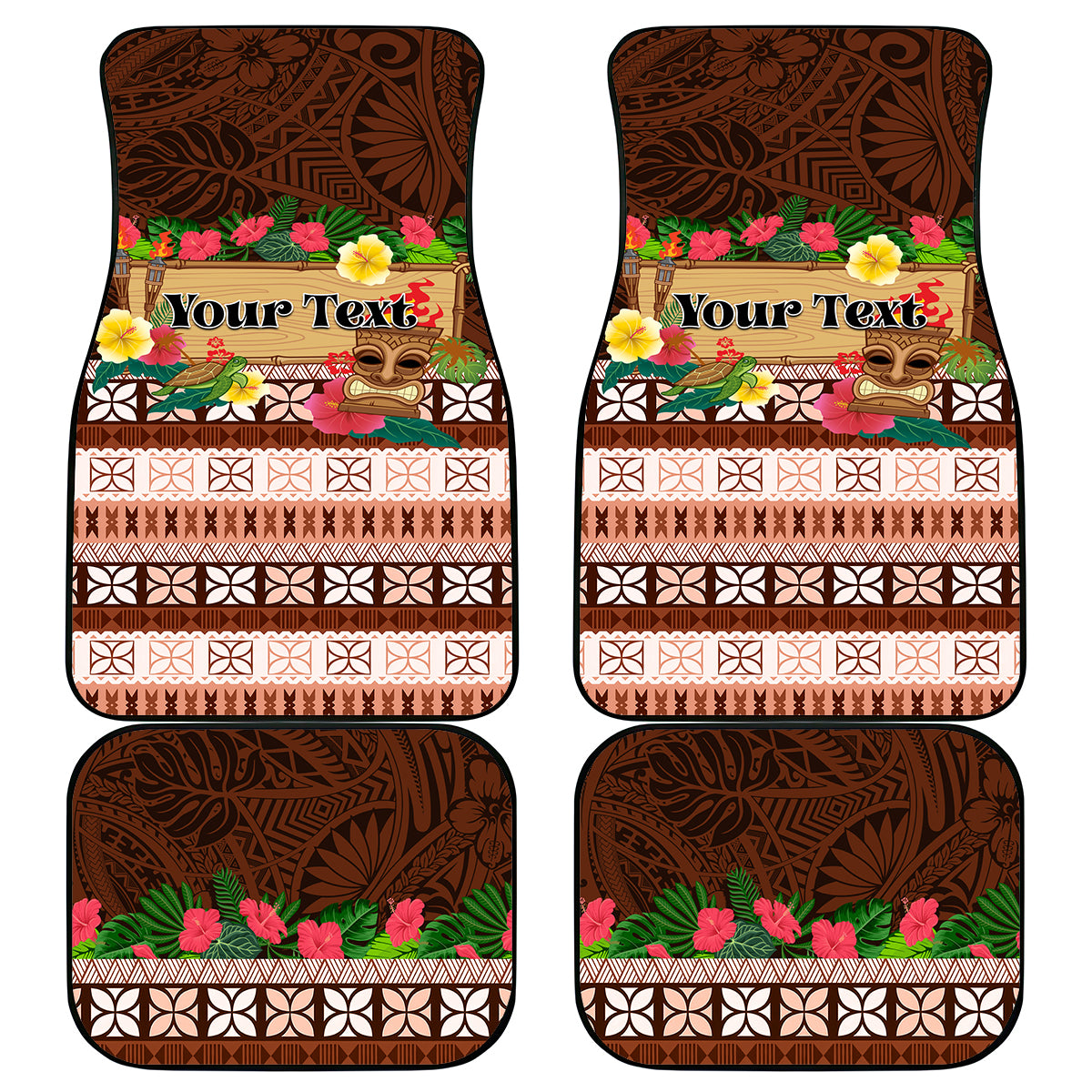 Pasifika Festival Auckland Car Mats Polynesian Tribal with Pacific Pattern Brown Color