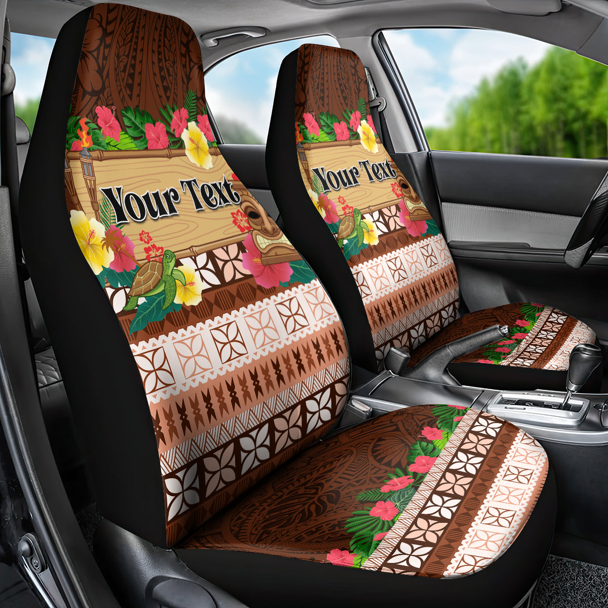 Pasifika Festival Auckland Car Seat Cover Polynesian Tribal with Pacific Pattern Brown Color