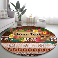 Pasifika Festival Auckland Round Carpet Polynesian Tribal with Pacific Pattern Brown Color