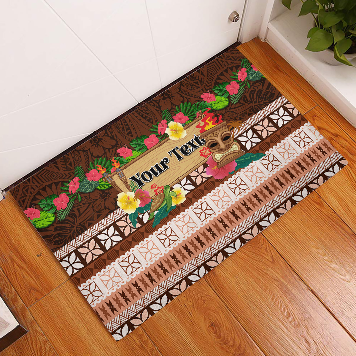 Pasifika Festival Auckland Rubber Doormat Polynesian Tribal with Pacific Pattern Brown Color LT03 Brown - Polynesian Pride