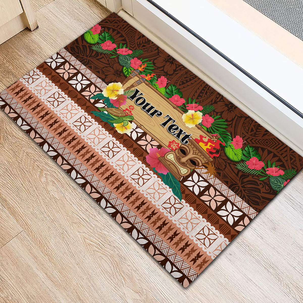 Pasifika Festival Auckland Rubber Doormat Polynesian Tribal with Pacific Pattern Brown Color LT03 - Polynesian Pride