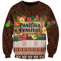 Pasifika Festival Auckland Sweatshirt Polynesian Tribal with Pacific Pattern Brown Color LT03 Unisex Brown - Polynesian Pride