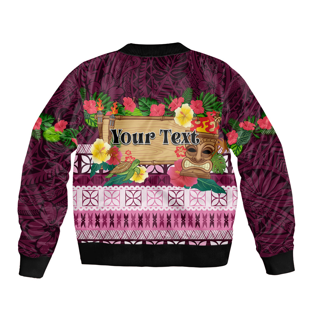 Pasifika Festival Auckland Bomber Jacket Polynesian Tribal with Pacific Pattern Pink Color LT03 - Polynesian Pride
