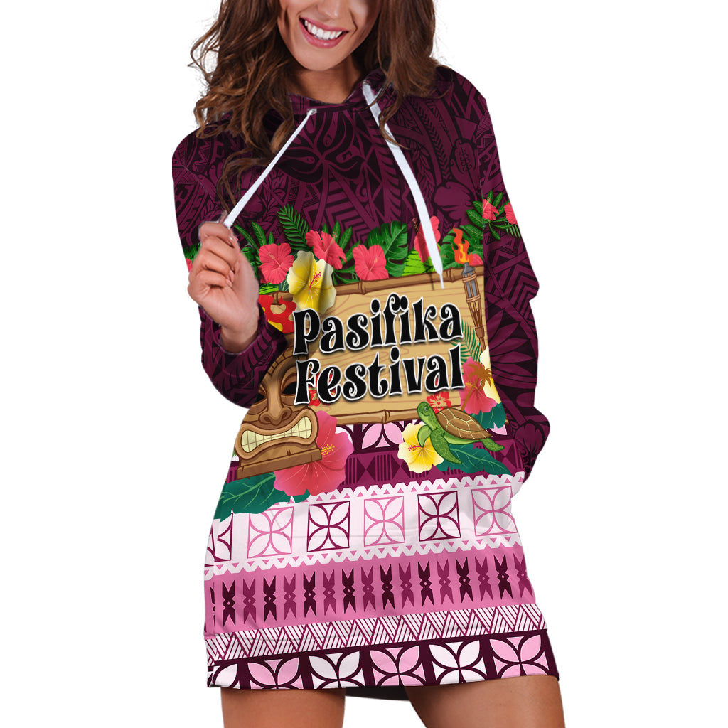 Pasifika Festival Auckland Hoodie Dress Polynesian Tribal with Pacific Pattern Pink Color LT03 Pink - Polynesian Pride