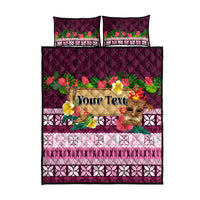 Pasifika Festival Auckland Quilt Bed Set Polynesian Tribal with Pacific Pattern Pink Color