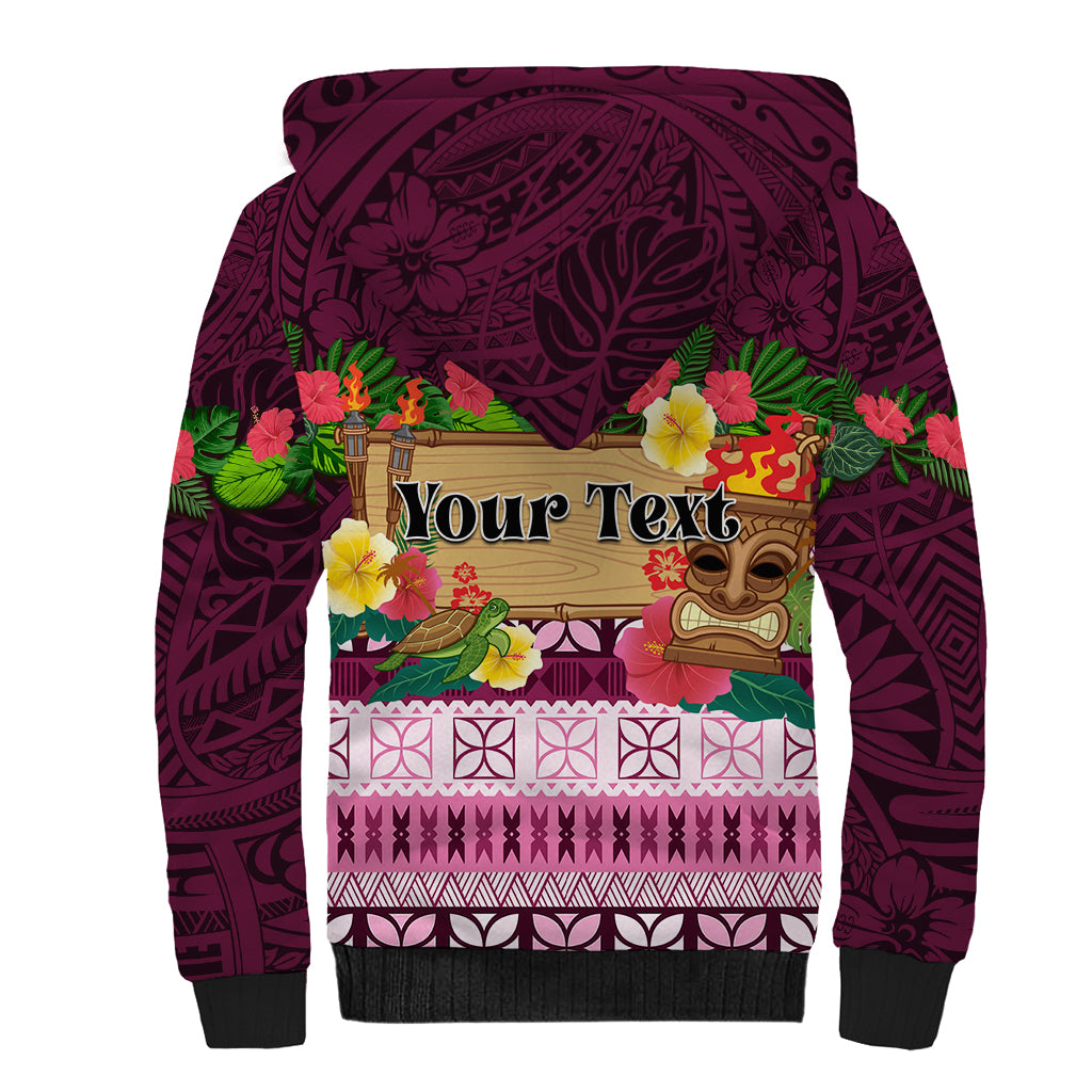 Pasifika Festival Auckland Sherpa Hoodie Polynesian Tribal with Pacific Pattern Pink Color LT03 - Polynesian Pride