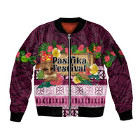Pasifika Festival Auckland Sleeve Zip Bomber Jacket Polynesian Tribal with Pacific Pattern Pink Color LT03 Unisex Pink - Polynesian Pride