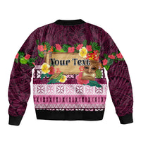 Pasifika Festival Auckland Sleeve Zip Bomber Jacket Polynesian Tribal with Pacific Pattern Pink Color LT03 - Polynesian Pride