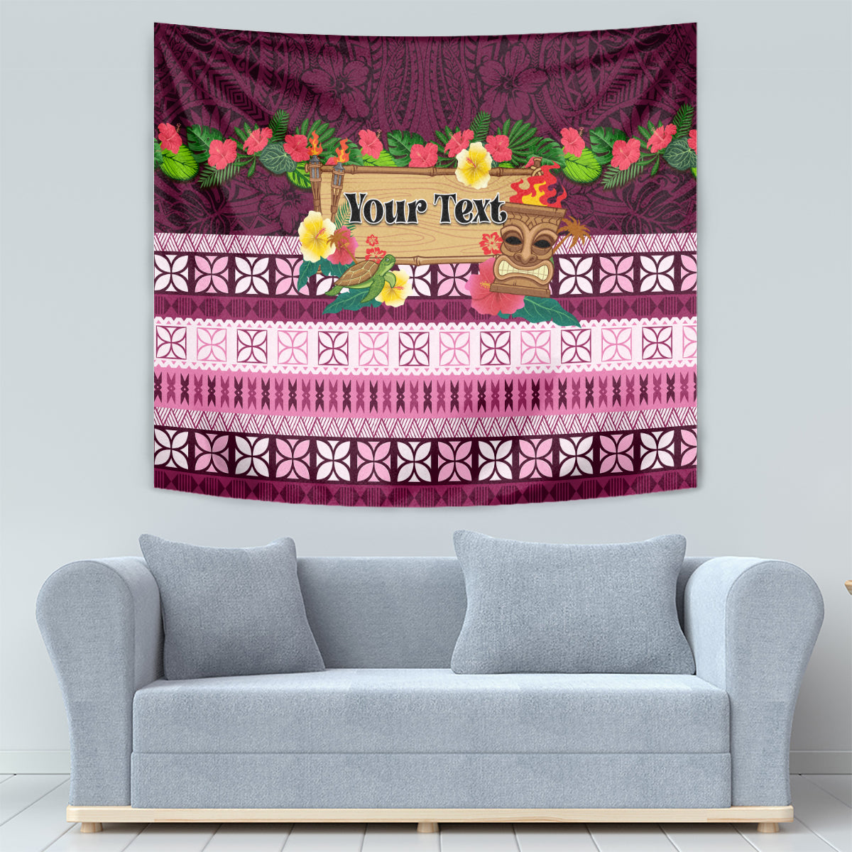 Pasifika Festival Auckland Tapestry Polynesian Tribal with Pacific Pattern Pink Color
