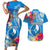 Yap Day Couples Matching Short Sleeve Bodycon Dress and Hawaiian Shirt Tapa Pattern with Hisbiscus LT03 Blue - Polynesian Pride