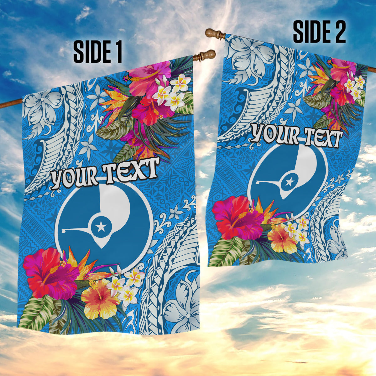 Yap Day Garden Flag Tapa Pattern with Hisbiscus